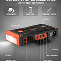 Powrun P-ONE - Arrancador de salto portátil de 2000 A, paquete de refuerzo de batería para motores de gas de hasta 8.0 L y diésel de 6.5 L, arranque de batería de 12 V con visualización LCD