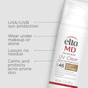 EltaMD - Protector solar facial transparente con tinte UV SPF 46 para pieles sensibles o propensas al acné, sin aceite, fórmula de óxido de zinc a base de minerales recomendada por dermatólogos, 1. 7 oz