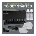 Knox Gear Kit de limpieza de discos – Kit de limpieza de discos de vinilo para reducir la estática y los saltos – Kit de limpieza de vinilo para limpiar el polvo y las huellas dactilares, incluye líquido limpiador de discos de vinilo, 2 cepillos de disco