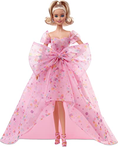 Barbie Muñeca Signature Birthday Wishes (Rubio de 11.5 Pulgadas) con Vestido y Zapatos de Tul Rosa, con Embalaje Personalizable, Regalo para niños de 6 años en adelante