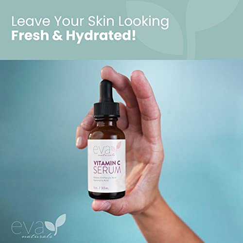 Vitamin C Serum 20% by Eva Naturals (1 oz) - Best Vitamin C Serum for Face, Offers Anti-Aging & Protection Against UV & Free Radical Damage - Hyaluronic Acid, Vitamin E & Turmeric - Enhanced Formula by Eva Naturals