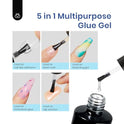 Beetles Coffin Nail Tips Nail Gel Kit, 2 In 1 Nail Gel Base Coat with Long False Nail and U V LED Nail Lamp for Acrylic Nail/Dip Powder Nails/Poly Nail Extension Gel Nail Art DIY Home