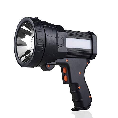 YIERBLUE Foco recargable, superbrillante, 6000 lúmenes, linterna LED de mano, foco de 10000 mAh, larga duración, linterna de búsqueda y linterna de camping