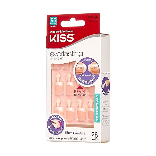 Kiss Products Everlasting Juego de uñas francesas con cadena de perlas, 0,0 kg