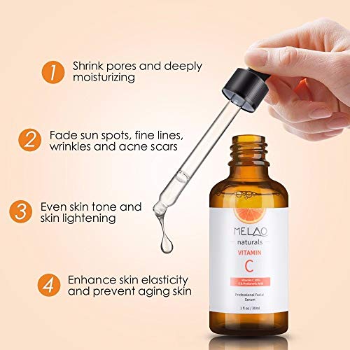 Suero natural de ácido hialurónico de vitamina C para cuidado facial hidratante+antiarrugas+antienvejecimiento+disminuir las líneas finas del cuello (30 ml)