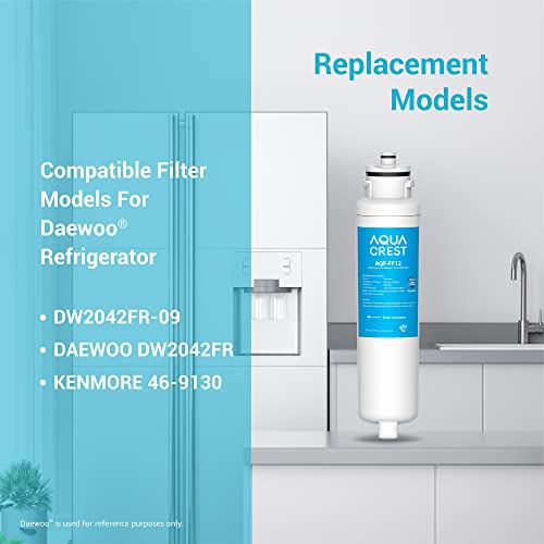 AQUACREST DW2042FR-09 Refrigerator Water Filter, Compatible with Daewoo DW2042FR, Kenmore 46-9130, DW2042FR-09, Aqua Crystal DW2042F-09