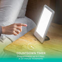 Verilux HappyLight® VT41 Lumi Plus 10.000 Lux LED lámpara de terapia de luz última intervensión de rayos UV con brillo ajustable y temporizador de cuenta atrás, 31 pies cuadrados. pulgadas. Tamaño de la lente
