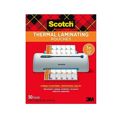 Scotch Thermal Laminating Pouches 8.9 x 11.4 Inches 3 mil, 100-Pack (TP3854-100)