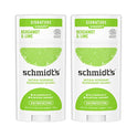 Schmidt's Aluminum Free Natural Deodorant for Women & Men, Bergamot & Lime with 24 Hour Odor Protection, Certified, Vegan, Cruelty Free, Citrus, 5.3 Oz, Pack of 2
