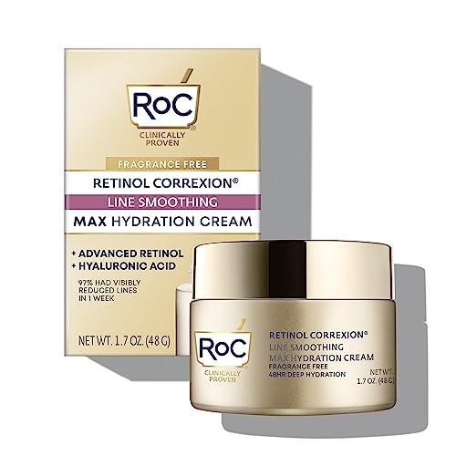 RoC Retinol Correxion Anti-Aging Crème for 24-Hour Deep Hydration, Advanced Anti-Wrinkle Moisturizer Made with Retinol & Hyaluronic Acid 1.7 oz