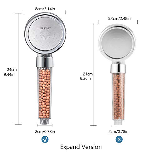 (Clear) - Shower Head, Ionic Filter Filtration High Pressure Water Saving 3 Mode Function Spray Handheld Showerheads for Dry Skin & Hair by Nosame