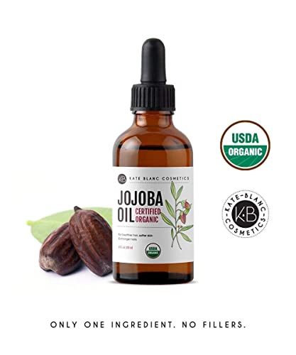 Jojoba Oil (4 oz), USDA Certified Organic, 100% Pure, Cold Pressed, Unrefined. Revitalizes Hair and Gives Skin a Radiant, Youthful Look. Great treatment for Face, Lips, Cuticles, Stretch Marks, Beard