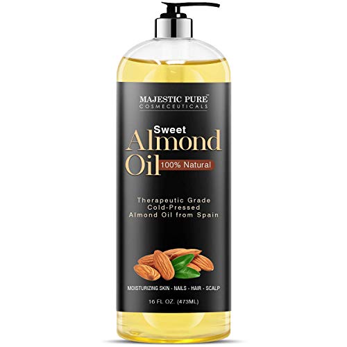 Majestic Pure Sweet Almond Oil, Super Triple A Grade Quality, 100% Pure and Natural from Spain, Cold Pressed , 16 fl oz.