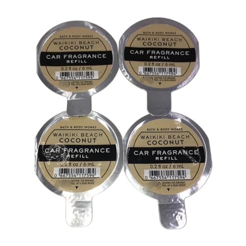 Bath and Body Works 4 unidades Waikiki Beach fragancia de coco aromático recarga de fragancia. 0.2 oz.