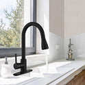 Hoimpro - llave comercial para fregadero de cocina de una sola manija con pulverizador extraíble, llave de cocina Rv con pulverizador extraíble, llave de agua de 3 funciones táctil en la lavandería, latón (1 o 3 orificios)