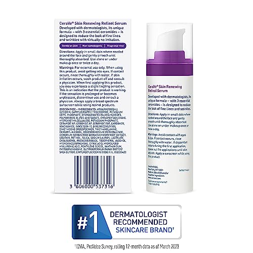 CeraVe - Sérum antienvejecimiento de retinol para rostro | 1 onza | Serum en crema para suavizar las líneas finas | Sin fragancia