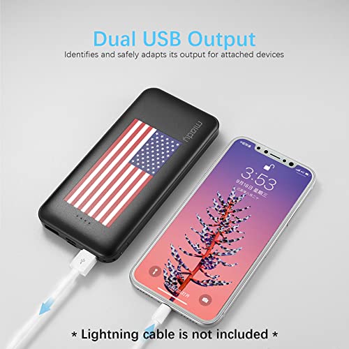 Miady Cargador portátil dual USB de 10000 mAh, cargador de energía de carga rápida con entrada USB C, cargador de respaldo para iPhone X, Galaxy S9, Pixel 3 y etc.