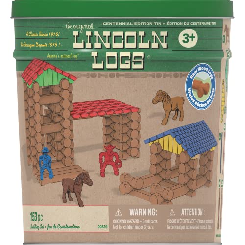 Lincoln Logs - Edición Centennial - 153 Piezas - Edades 3+ - Juguete Educativo Preescolar (Exclusivo de Amazon)