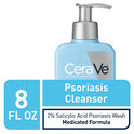 Limpiador CeraVe para tratamiento de psoriasis, 8 onzas, con ácido salicílico y urea para piel seca, alivio de picor, sin fragancia