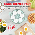 Dash Rapid - Huevera eléctrica Olla eléctrica para huevos duros, huevos escalfados, huevos revueltos u omelettes, con función de apagado automático, capacidad para 6 huevos