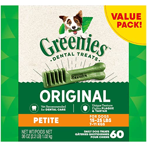 GREENIES Dental Chews Petite Treats for Dogs - Value Tub 36 oz. 60 Treats