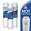 AQUA CREST 644845 Filtro de agua para refrigerador Bosch Ultra Clarity 900077104, 9000194412, 644845, B26FT70SNS, B22CS80SNS, B22CS50SNS, Haier 0060820860, Miele KWF1000, 3 Filtros
