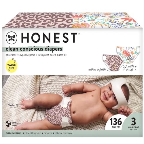 The Honest Company Clean Conscious Diapers | Plant-Based, Sustainable | Classic Stripes + Feeling Nauti | Super Club Box
