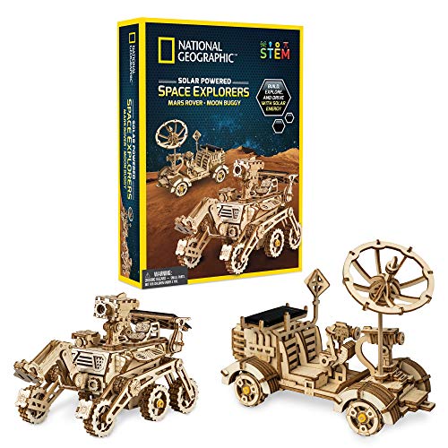 NATIONAL GEOGRAPHIC Solar Space Explorers - DIY Moon Buggy and Mars Rover Model Kit, Each Powered by a Solar Panel, Great STEM Toy for Girls and Boys Interested in Outer Space and Engineering