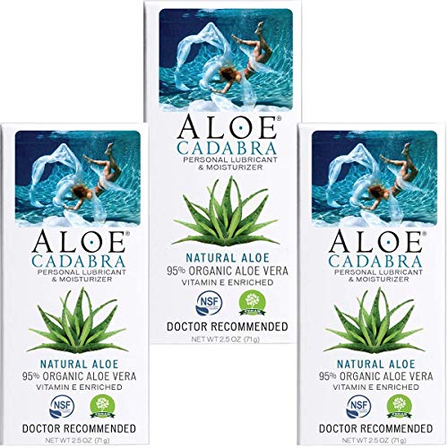 Aloe Cadabra Lubricante personal orgánico e hidratante vaginal natural con 95% de aloe vera, aloe natural, 2.5 onzas (paquete de 3)