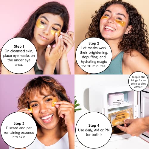 Grace & Stella Anti-Wrinkle + Energizing Gold Collagen Eye Masks | Depuffing Undereye Patches | Vegan & All-Natural (24 Pairs)