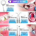 Herramientas dentales, 6 unidades de herramientas de limpieza de dientes de acero inoxidable, removedor de sarro raspador de placa raspador de dientes con espejo de boca, kit de pinzas para dentista, cuidado bucal familiar, perros