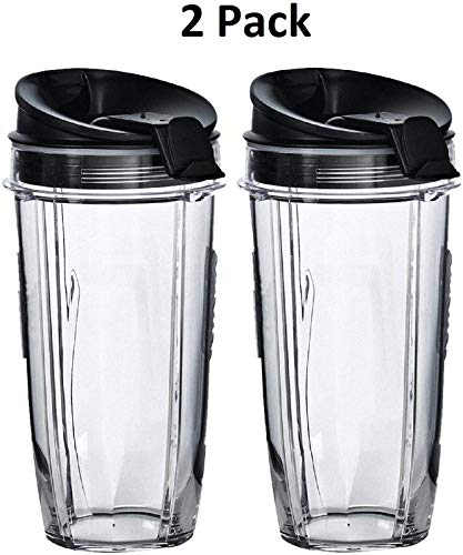 Bidihome - Juego de 2 vasos de repuesto para licuadora de 24 onzas con tapas, sin BPA, portátil, perfectos para el consumo en movimiento