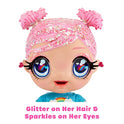 MGA Entertainment Glitter Babyz Muñeca Dreamia Stardust con 3 Cambios de Color mágicos, Pelo Rosa y Vestido arcoíris, Incluye pañal, biberón y Chupete Reutilizables, Edad: 3+ años