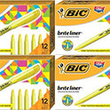 BIC Brite Liner Highlighter, Chisel Tip, Yellow, 12-Count