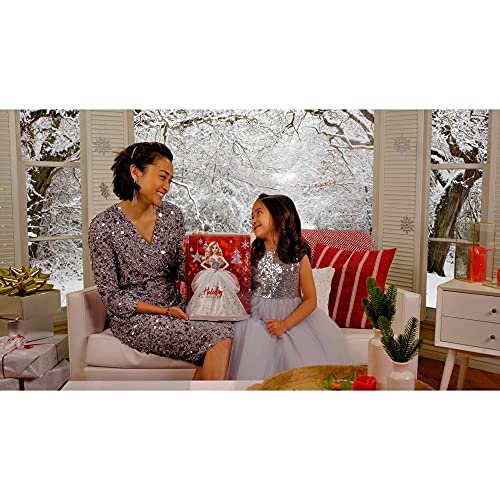Barbie Muñeca Festiva Signature 2021 (12 Pulgadas, Cabello Rubio Ondulado) en Vestido Plateado, con Soporte para muñeca y Certificado de autenticidad, Regalo para niños de 6 años en adelante
