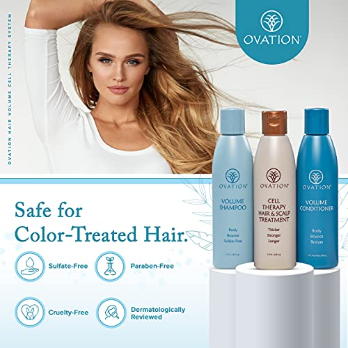 Ovation Volume Cell Therapy System - Salon Quality - Get Stronger, Fuller & Healthier Looking Hair with Natural Ingredients. Includes Volume Therapy Treatment Shampoo and Volumizing Creme Rinse