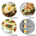 Hamilton Beach Olla eléctrica de huevo duro, 3 en 1: olla de huevo hervido, escalfador y omelette, puede contener 7 huevos, negro con perilla plateada (25500)
