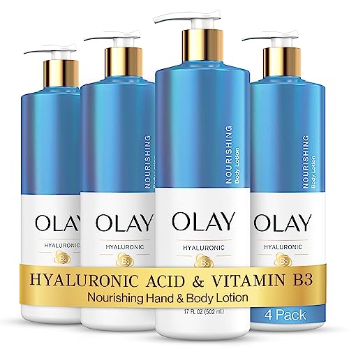 Olay Nourishing & Hydrating Body Lotion with Hyaluronic Acid, 17 fl oz Pump, Pack of 4