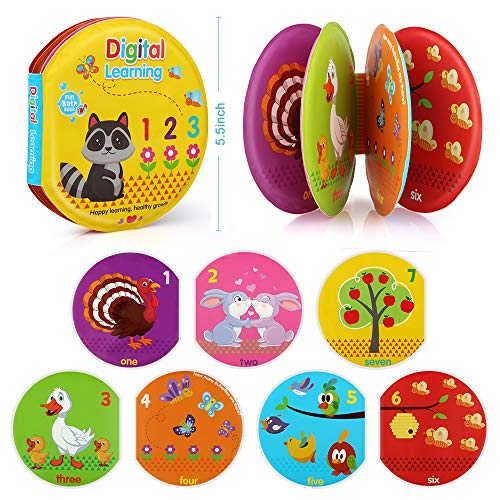 Growsland Baby Bath Toys 3 Pack Bath Books with Bath Squirt Toys Soft Waterproof Books Baby Learning and Sound Bath Time Toys for Toddlers Infants Children Boys and Girls