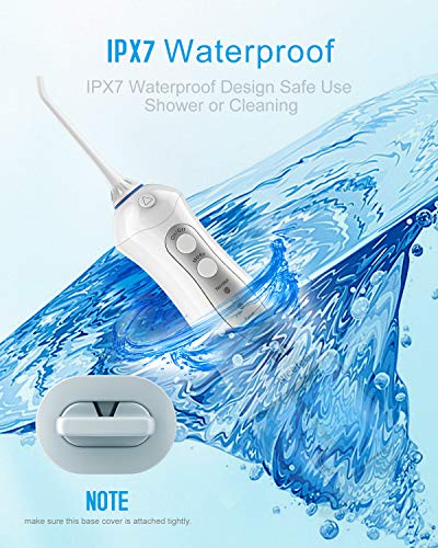 Nicefeel 300ML Portable and USB Rechargeable Oral Irrigator for Travel IPX7 Waterproof Water Flossing with 4 Jet Tips for Home