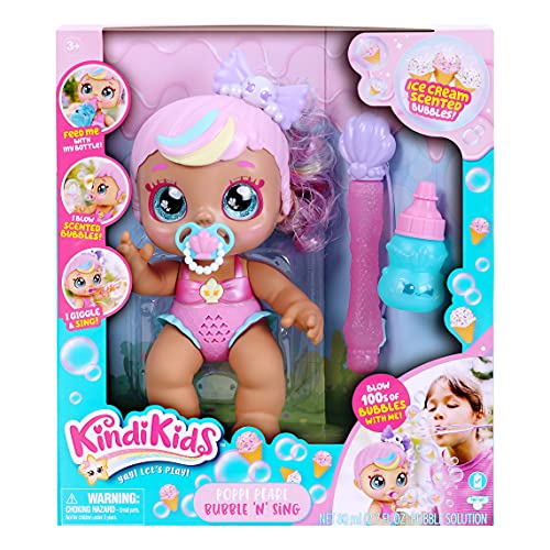 Kindi Kids Muñeca electrónica de 6.5 Pulgadas y 2 Accesorios - Poppi Pearl Bubble 'N' Sing