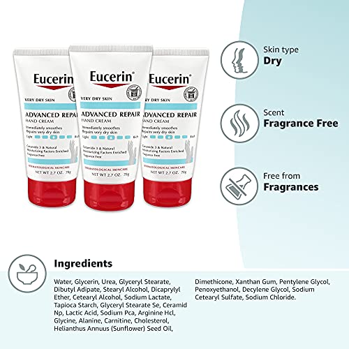 Eucerin Eucerin Advanced Repair Hand Creme, 2.7 Ounce (Paquete de3)