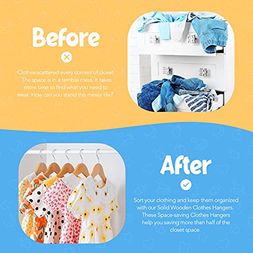 CozyMood - Perchas de madera para niños, (paquete de 20) perchas de madera para bebé, gancho giratorio de 360° antideslizante para abrigos, trajes, pantalones y chaquetas, color rosa natural