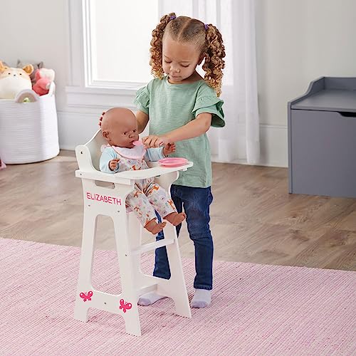 Badger Basket White Doll High Chair with Plate, Bib, and Spoon (Fits American Girl Dolls)