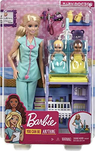 Muñeca Barbie Careers Pediatra 2 Bebés rubia