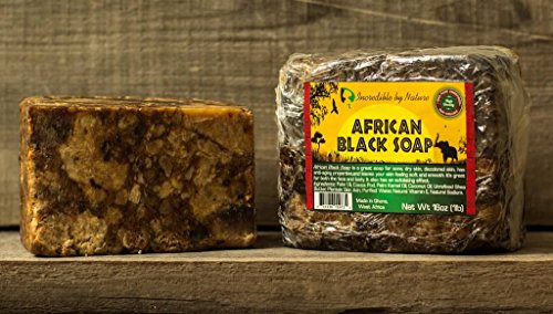 #1 Best Quality African Black Soap - Bulk 1lb Raw Organic Soap for Acne, Dry Skin, Rashes, Burns, Scar Removal, Face & Body Wash, Authentic Beauty Bar From Ghana West Africa - Incredible By Nature