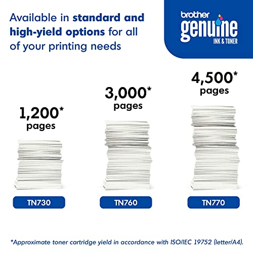 Brother TN770 Cartucho de tóner negro de alto rendimiento, hasta 4.500 páginas de rendimiento, cartucho de reposición de Amazon Dash