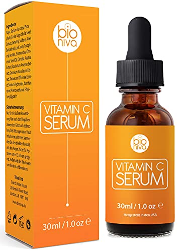 Bioniva 20% Vitamin C Serum for Face Vitamin E, Hyaluronic Acid. Vegan, Organic Anti Wrinkle & Anti Aging Serum. Reduce Wrinkles & Fine Lines & Stimulate Collagen. Dermaroller Microneedling 1oz