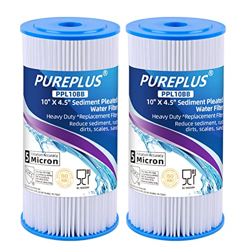 Filtro de sedimento plisado para agua de pozo, cartucho de repuesto para DuPont WFHDC3001, GE FXHSC, Culligan R50-BBSA, Pentek R50-BB, American Plumber W50PEHD, GXWH40L, PPL10BB, 2 unidades