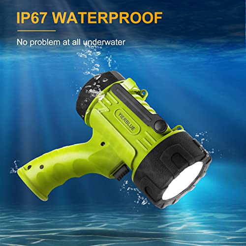 YIERBLUE - Foco recargable con LED de 20000 lúmenes, linterna de mano impermeable IP67 con filtro de luz roja desmontable, 10000 mAh de larga duración